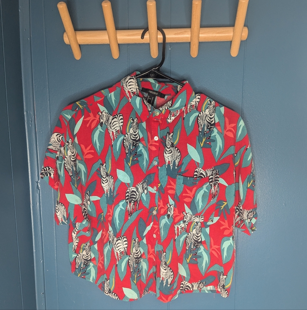 Tropical Red Zebra Print Women's Shirt